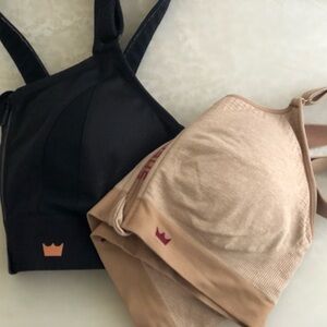 2 SHEFIT Sports Bras - Taupe Ultimate, Black Adjustable High Impact